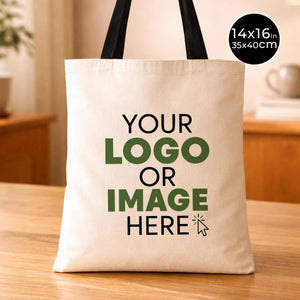 Tote bag en coton personnalisé 35x40 cm avec anses noires – Sac promotionnel et logo sur mesure – Pamusan.com