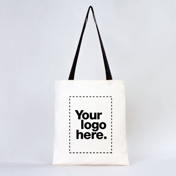 Tote bag en coton personnalisé 35x40 cm avec anses noires – Sac promotionnel et logo sur mesure – Pamusan.com