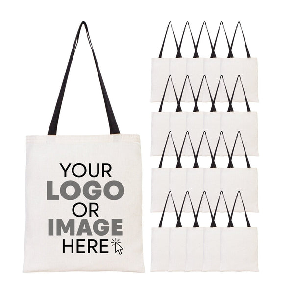 Tote bag en coton personnalisé 35x40 cm avec anses noires – Sac promotionnel et logo sur mesure – Pamusan.com