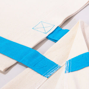 Custom Cotton Tote Bag – 16" × 14" (40 × 35 cm) – Blue Handles - Pamusan.com