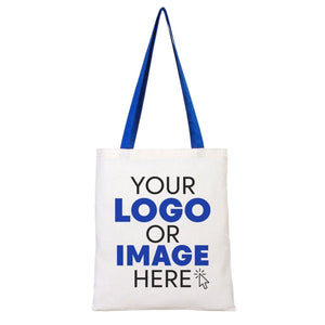 Tote bag en coton personnalisé avec anses bleu Saks – Sac écologique 35x40 cm avec logo – Pamusan.com
