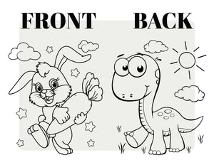 Custom Drawstring Backpacks for Kids – Dinosaur & Rabbit Design Coloring Bags — back view | Pamusan