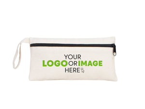 Custom Fabric Pencil Case – 8"x4" White Cotton Zippered Pouch | School & Cosmetic Bag - Pamusan.com
