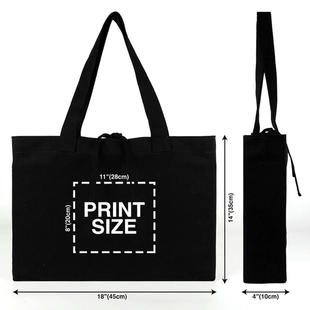 Sac en toile noir grand personnalisé 18x14x4 pouces avec votre logo ou image imprimé - Pamusan.fr