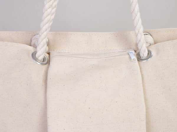 Custom Large Canvas Tote Bag with Logo & Zippered Pocket – 19"x16"x4" - Pamusan.com