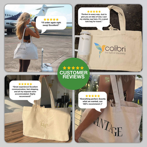 Custom Large Canvas Tote Bags – 18"W x 14"H x 4"L Personalized Cotton Bags With Logo - Pamusan.com