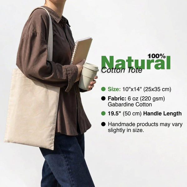 Custom Long Handle Tote Bag 10"x14" With Logo – Mini Printed, 6 oz Gabardine Fabric - Pamusan.com