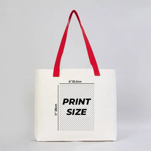 Sac tote bag blanc anses rouges zone d'impression 20,5 cm x 28 cm - Pamusan