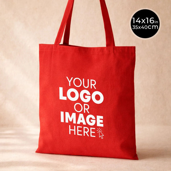 Tote bag rouge personnalisé en coton premium 300 g/m² (35 x 40 cm) - Pamusan.com