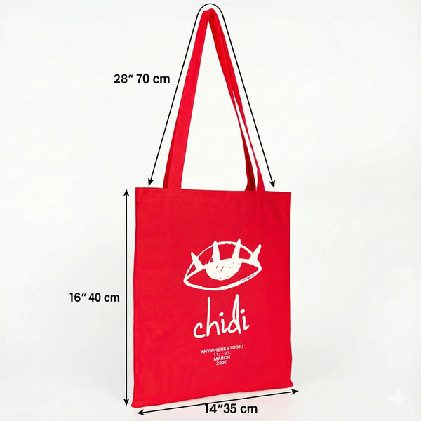 Tote bag rouge personnalisé en coton premium 300 g/m² (35 x 40 cm) - Pamusan.com