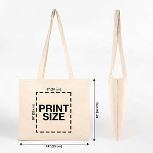 Custom Wide Tote Bag 14"x12" With Logo – Landscape Print, 6 oz Gabardine Fabric - Pamusan.com