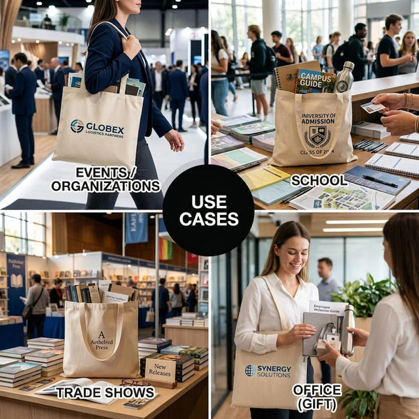 Custom Wide Tote Bag 14"x12" With Logo – Landscape Print, 6 oz Gabardine Fabric - Pamusan.com