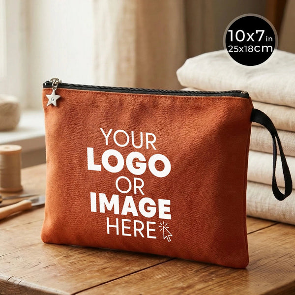 Custom Zippered Clutch Bag – Terracotta – 10" × 7" (25 × 18 cm) - 10 oz - Pamusan.com