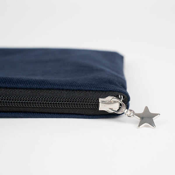 Custom Zippered Clutch Bag – Navy Blue – 10" × 7" (25 × 18 cm) - 10 oz - Pamusan.com