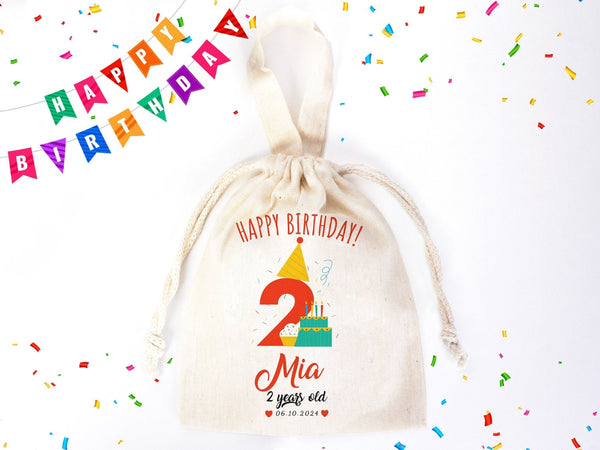 Birthday Favor Pouch Bags – Personalized Cotton Gift Bags (27 Designs) — custom print | Pamusan