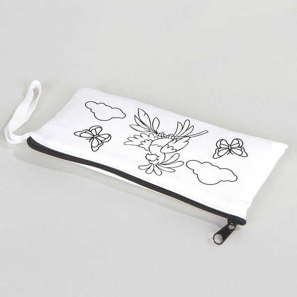 Dyeable Fabric Pencil Case 8" W x 4" H (21cm x 10cm) - Parrot - Pamusan.com