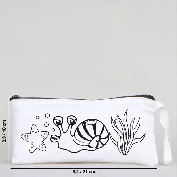 Dyeable Fabric Pencil Case 8" W x 4" H (21cm x 10cm) - Sweet Snail - Pamusan.com