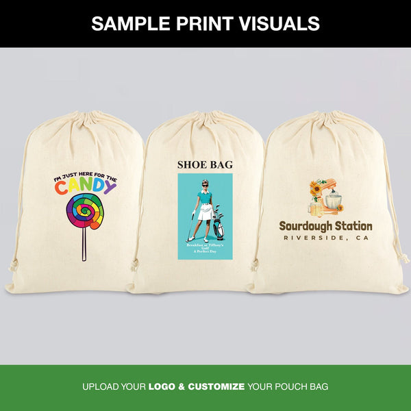 Fabric Pouch 12" W x 16" H (30 cm x 40 cm) - (Customize) - Pamusan.com