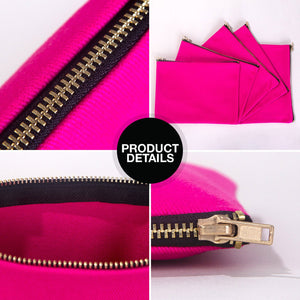 Fuchsia Cotton Clutch Bag – 8"x6" Reusable Cosmetic & Makeup Pouch - Pamusan.com