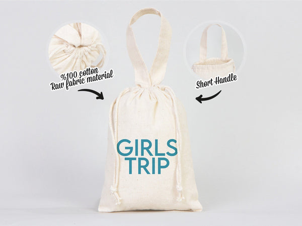 Girls Trip Favor Bag, Favor Bag, Birthday Bag, Cotton - Eco-Friendly, Reusable Bags — back view | Pamusan