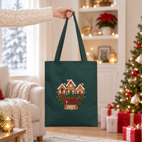 Sac cadeau de Noël en tissu – tote bag réutilisable en coton 35 × 40 cm, vert, jaune ou bleu marine, 9 motifs Noël & Nouvel An 2027 - Pamusan.fr
