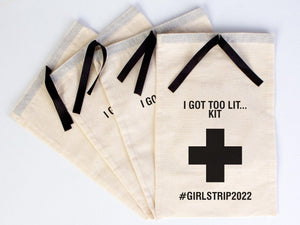 I Got Too Lit Hangover Kit Bag – Custom Wedding & Party Favor — print detail | Pamusan