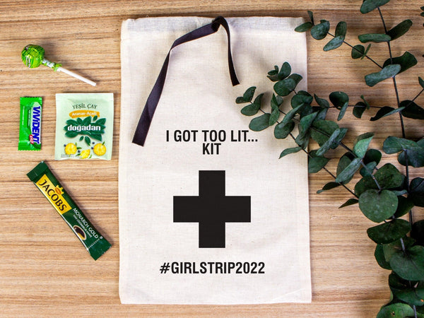 I Got Too Lit Hangover Kit Bag – Custom Wedding & Party Favor — print detail | Pamusan