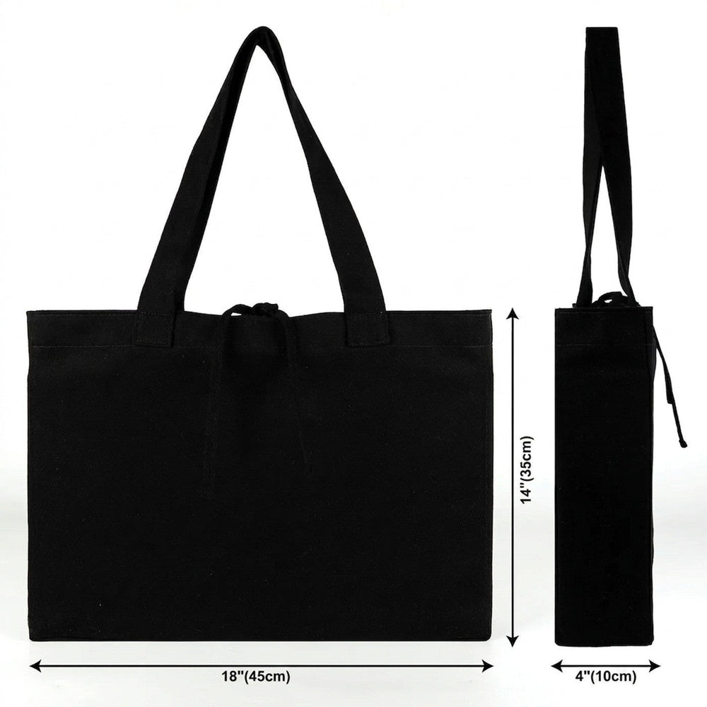 Large Black Canvas Tote Bag with Long Handles – 18"W x 14"H x 4"L - Pamusan.com