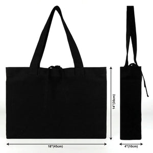 Grand sac fourre en toile noir dimensions 18 × 14 × 4 po (45 × 35 × 10 cm) schéma – Pamusan.fr