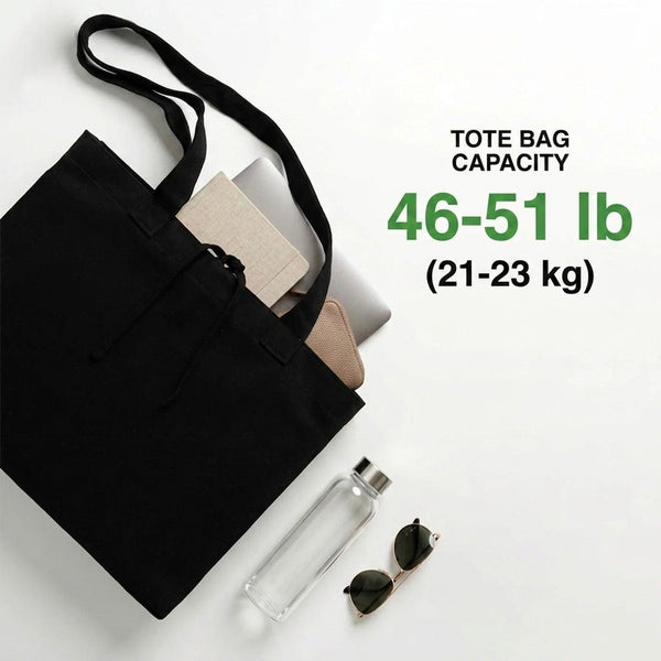 Large Black Canvas Tote Bag with Long Handles – 18"W x 14"H x 4"L - Pamusan.com