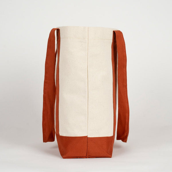 Large Terracotta Canvas Tote Bag – 16"x14"x5", Eco - Friendly & Reusable Cotton Bag - Pamusan.com