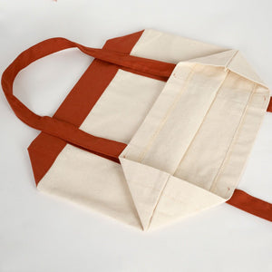 Large Terracotta Canvas Tote Bag – 16"x14"x5", Eco - Friendly & Reusable Cotton Bag - Pamusan.com