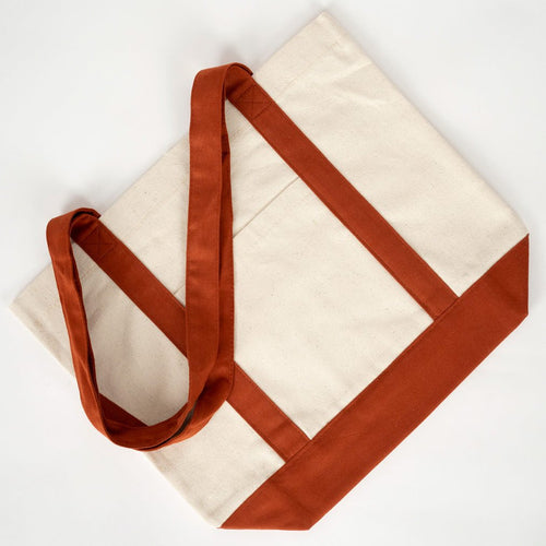 Large Terracotta Canvas Tote Bag – 16"x14"x5", Eco - Friendly & Reusable Cotton Bag - Pamusan.com