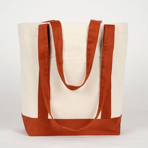 Large Terracotta Canvas Tote Bag – 16"x14"x5", Eco - Friendly & Reusable Cotton Bag - Pamusan.com