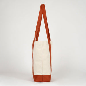 Large Terracotta Canvas Tote Bag – 16"x14"x5", Eco - Friendly & Reusable Cotton Bag - Pamusan.com