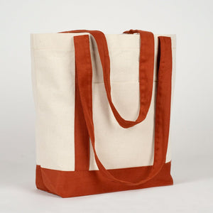 Large Terracotta Canvas Tote Bag – 16"x14"x5", Eco - Friendly & Reusable Cotton Bag - Pamusan.com