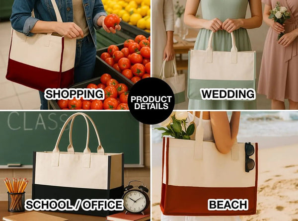 Large Canvas Tote Bag – shopping, wedding, school and beach use - Pamusan.com