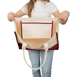 Grand tote bag de Noël – sac cabas bicolore en toile 45 × 35 × 19 cm, bordeaux, noir ou vert sauge, 9 motifs Noël & Nouvel An 2027 - Pamusan.fr