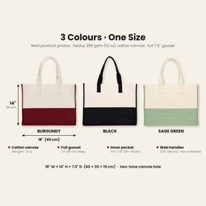 Grand tote bag de Noël – sac cabas bicolore en toile 45 × 35 × 19 cm, bordeaux, noir ou vert sauge, 9 motifs Noël & Nouvel An 2027 - Pamusan.fr