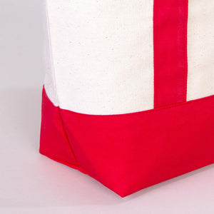 Large Canvas Tote Bag with Red Handles – 16"x14"x5" Eco - Friendly Cotton Shopping Bag - Pamusan.com
