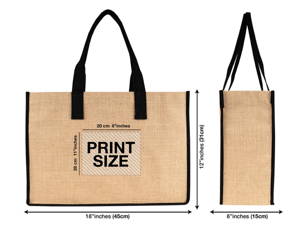 Large Custom Jute Tote Bag 18x12x6 – Eco - Friendly Reusable Bag with Black Handles - Pamusan.com