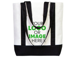 Grand sac cabas tendance en toile avec anses noires, 40 cm L x 35 cm H x 13 cm P, tote bag 340g, personnalisable - Pamusan.com pour un EVJF