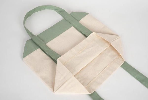 Large Trend Canvas Shopping Bag with Mint Handle, 16"W x 14"H x 5"L, Large Tote Bag 12 Oz, Personalized - Pamusan.com