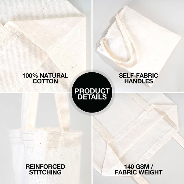 Sac cabas en coton naturel, anses en tissu, coutures renforcées, poids du tissu 140 g/m² - Pamusan