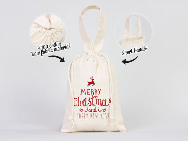 Merry Christmas and New Year Cotton Bags – Custom Family or Company Gift Pouches with Logo & Text — logo detail | Pamusan