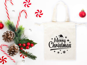 Merry Christmas Favor Bags – Custom Family or Company Cotton Gift Pouches — logo detail | Pamusan