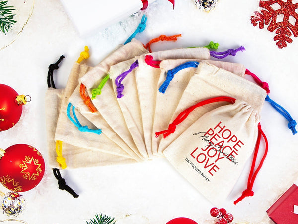 Merry Christmas Stocking Bags -  Custom Drawstring Gift Pouches — custom print | Pamusan