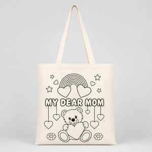 My Dear Mom Paintable Cotton Tote Bag – Double - Sided Design 14"×16" - Pamusan.com