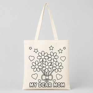 My Dear Mom Paintable Cotton Tote Bag – Double - Sided Design 14"×16" - Pamusan.com