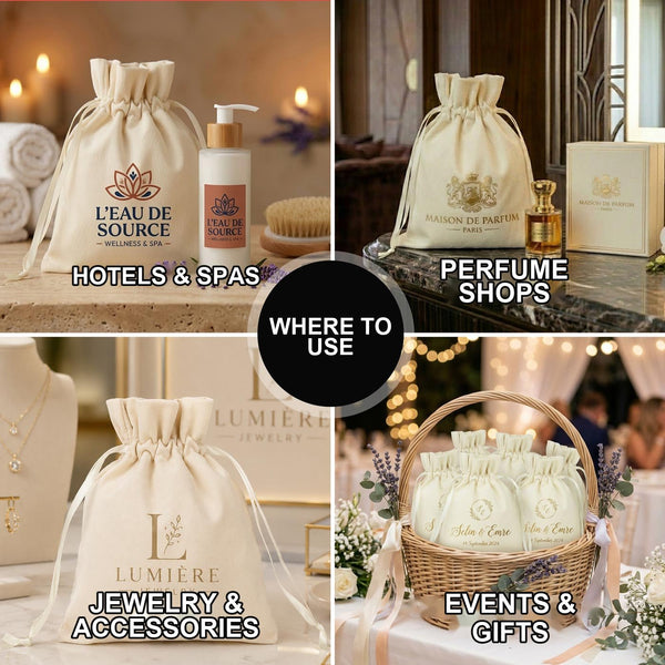 Natural Velvet Drawstring Pouch – 6" × 8" (15 × 20 cm) - Pamusan.com